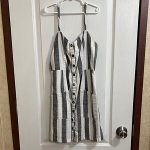 Forever 21 Black and White Striped Button-Down Dress